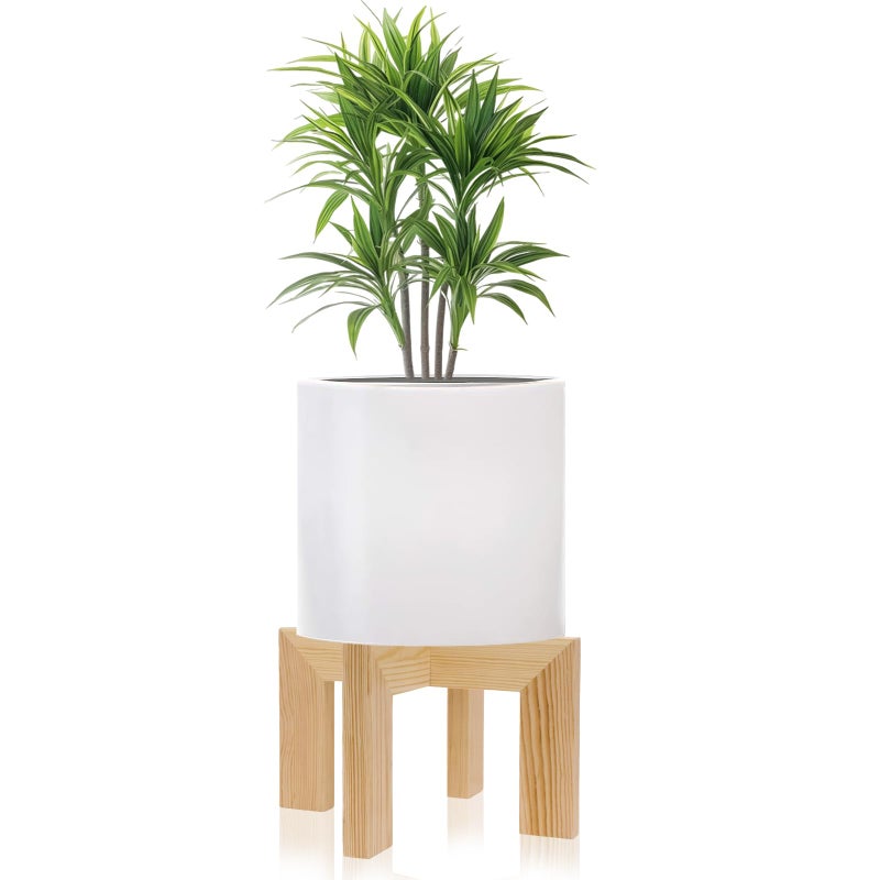 hismocal Wood Plant Stand Indoor/Outdoor for Plants  Large Size Planter Stand Holder Sturdy and Stable Flower Pot Stand Fits Most Size Flower Pots In Room (1 Pack-White) - Image 1